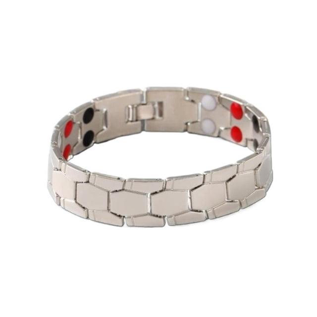 Bracelet Magnétique pour Hommes en Acier Titane, Bracelet Magnétique à Double Rangée avec 4 Aimants