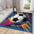 thumbnail image 1 of Sports Theme Area Rugs, Graffiti Soccer Ball Pattern Carpet, Washable Non Slip Low Pile Soft Rug for Living Room Bedroom Decor Mat 3x4ft, 1 of 8