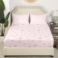 thumbnail image 2 of Drap-housse pour Enfants à Étoiles Roses Taille Simple, Ensemble de Literie de Dessin Animé Ciel Étoilé Princesse de Rêve, Déco de Chambre Filles Femmes, Patchwork Géométrique d'Étoiles Girly Romantique, 1 Taie d'Oreiller (Sans Drap du Dessus), 2 of 6