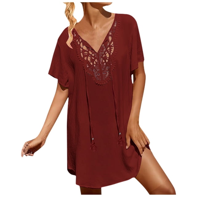 2025 Paréo de Maillot de Bain pour Femmes en Dentelle Transparente, Cache-Maillot Crochet à Col en V, Couvre-Maillot de Bain, Couvre-Maillot de Bain, Robe de Couvre-Maillot, Couvre-Maillot de Plage, Couvre-Maillots pour Maillot de Bain, Couvre-Maillots