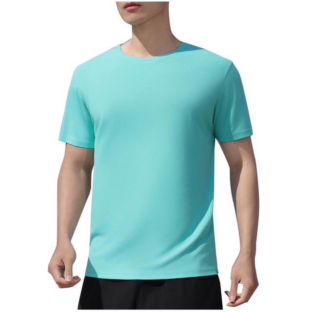 Dagugfen Tops for Men Summer Short Sleeve Round Neck Lightweight Casual Basic Tee Shirts Solid Color