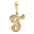 thumbnail image 1 of Diamond2Deal 14K Pendentif Initiale Lettre T en Or Jaune Script Filigrane pour Femmes, 1 of 6