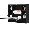 thumbnail image 1 of Giantex Wall Mounted Desk, Multi-Function Floating Desk w/Storage Drawer & Shelves, Wall Mounted Computer Desk for Home & Office, Black, 1 of 6