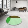 thumbnail image 4 of Ahgly Tapis Rond Lavable en Machine Intérieur Transitionnel Vert Pastel, 5 Pieds Rond, 4 of 7