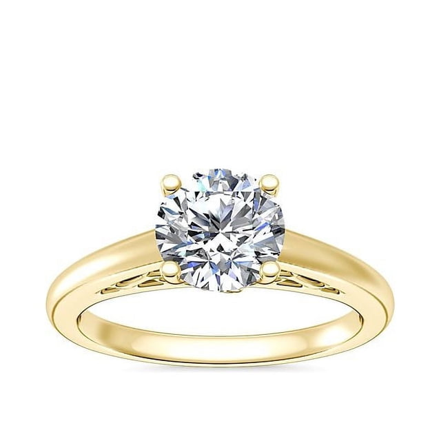 1.00 Carat Excellent Round Cut Natural Diamond Unique Solitaire Ring for Engagement Solid 14K Yellow Gold Size 8.5