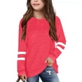 thumbnail image 1 of Chandails pour Filles Enfants Rouge Melon D\'eau Haut à Manches Longues Col Ras du Cou Coton Décontracté Chandail pour Enfants Robe Chemise pour Filles 7-8 Ans, 1 of 4