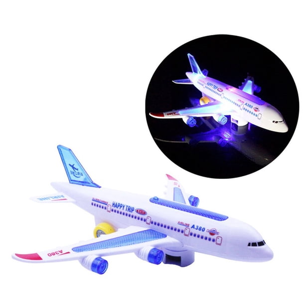 Generico Avion Jouet avec Lumières Sons et Mouvement Mystère Bump & Go Avion Jumbo Jet Jouet avec Mouvement avec Lumières et Sons Avion Grand Lumineux Avions (B