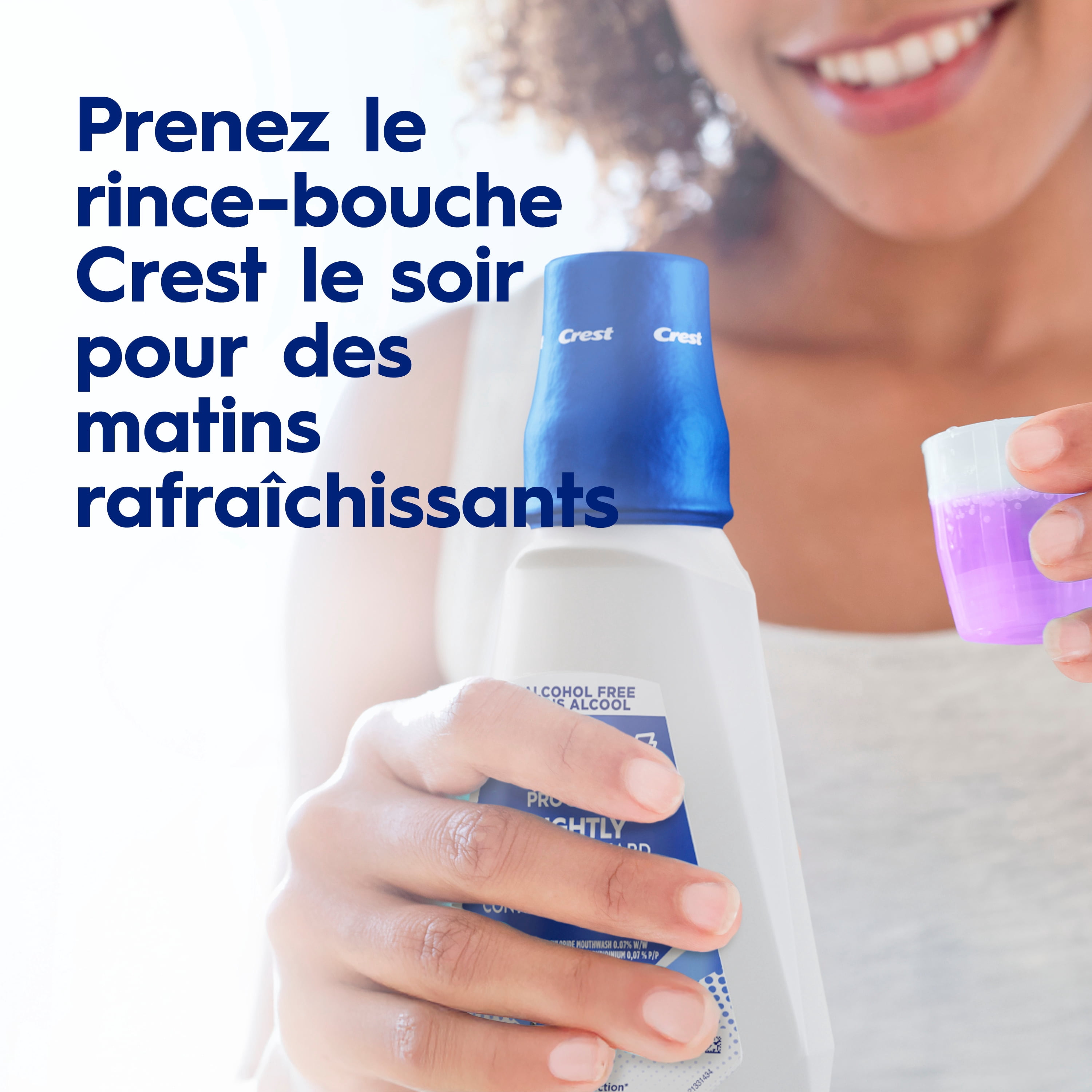 Rince-bouche Crest Pro-Santé Protection de nuit contre les bactéries, antibactérien pour une protection de nuit, sans alcool, antigingivite, antiplaque, Menthe apaisante, 1 L