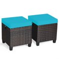 thumbnail image 2 of Costway Lot de 2 Poufs en Rotin pour Patio avec Coussin, Repose-Pieds, Table Basse, Turquoise, 2 of 10