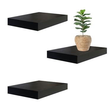 Jessar - Ensemble de 3 Tablettes Murales Flottantes, 15,75 Pouces x 9,25 Pouces x 1,5 Pouces, Noir