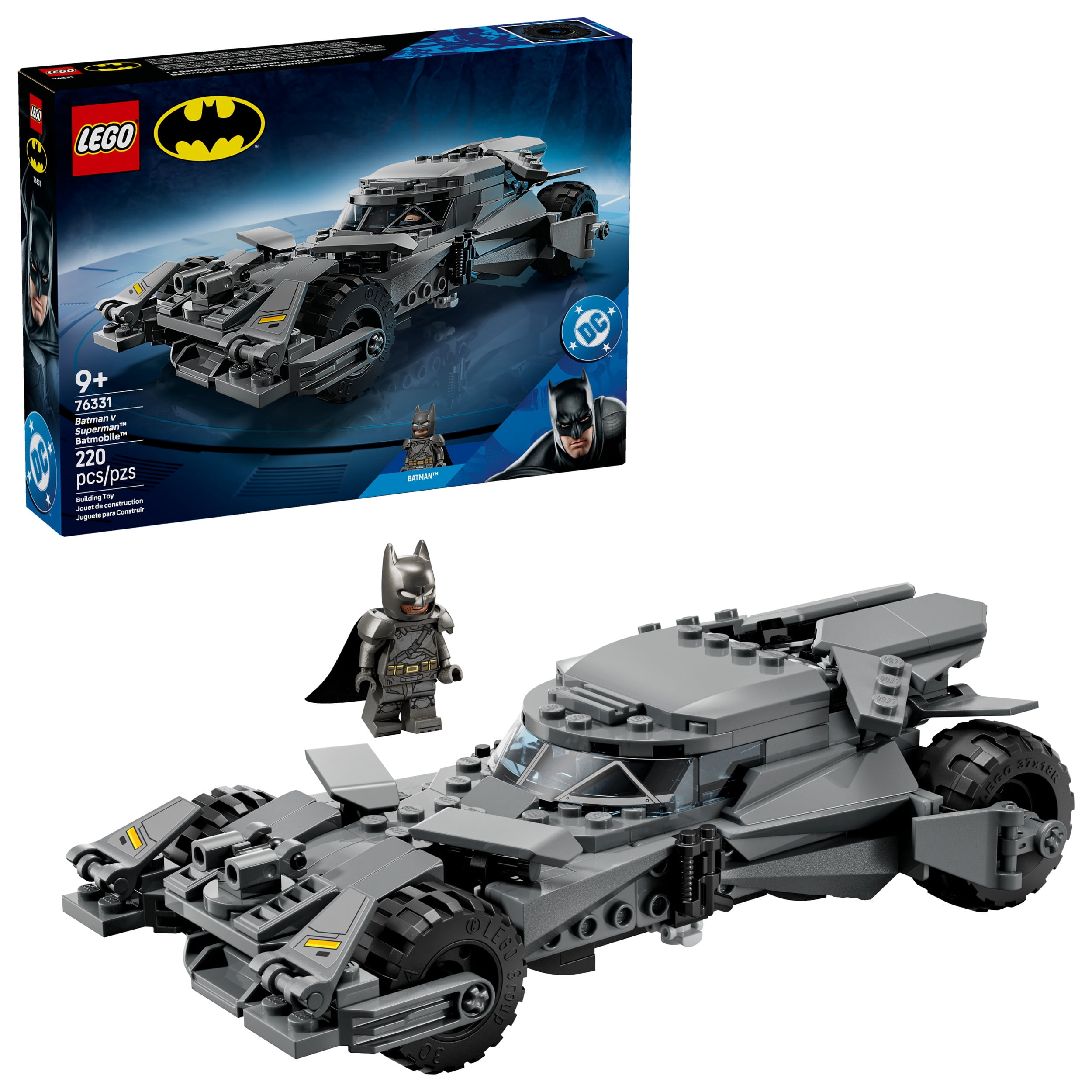 LEGO DC Batman: Batman v Superman Batmobile Building Blocks Set - Super Hero Toy for Kids, Boys & Girls, Ages 9+ - W/Armored Batman Minifigure & Golden Coin - Gift Idea for Birthdays - 76331