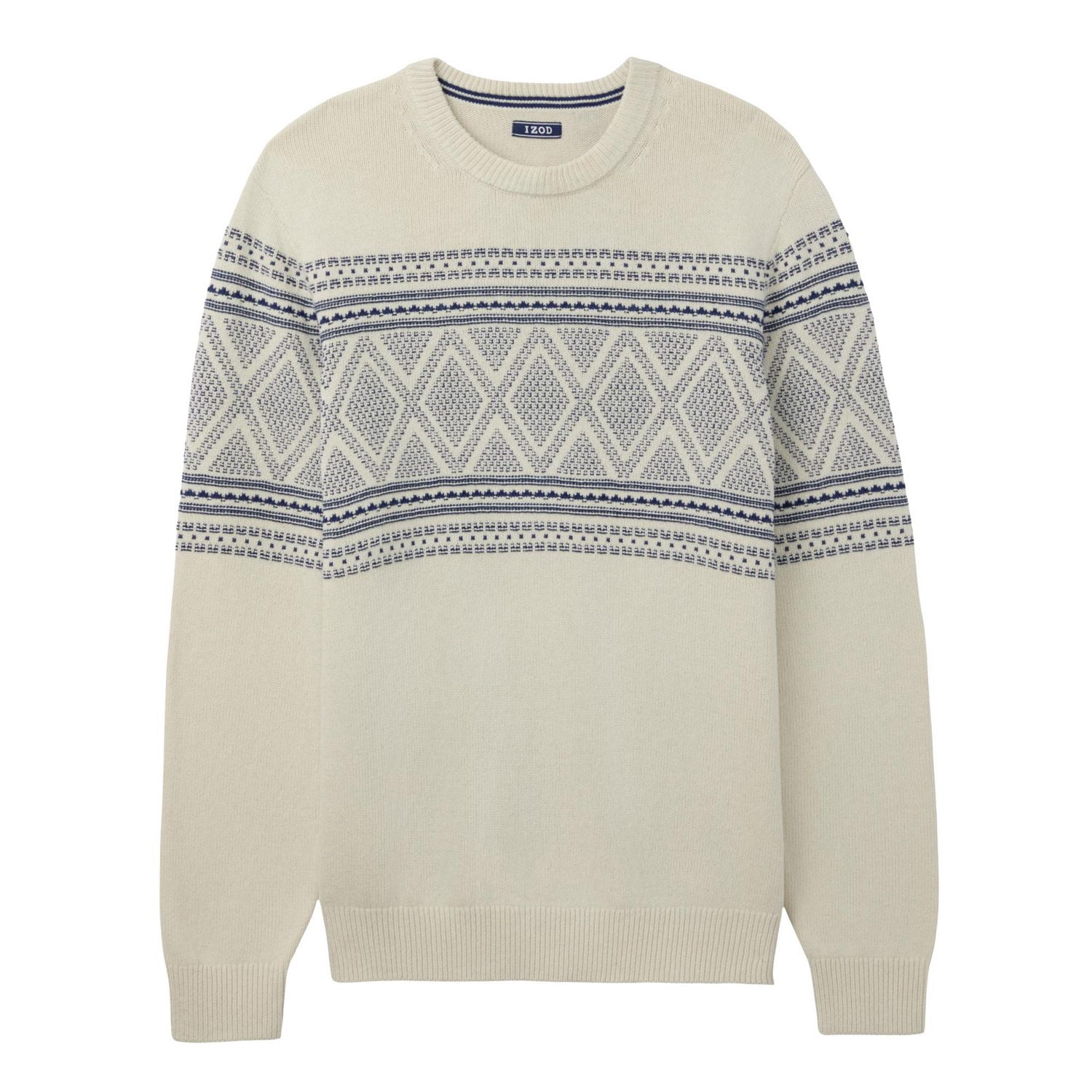Izod Men's Fair isle Double-Layer Crew Neck Sweater