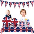 thumbnail image 2 of AMERTEER Union Jack Tableware Tablecloth/Paper Plates/ Napkins / Cups / Spoons / Fork / Triangle Flags Banner Dinnerware ，2 tablecloths, 2 of 10