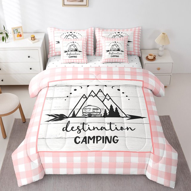 Erosebridal Rustic RV Car Bedding Sets King with Comforter, Camper Duvet Insert, Jungle Adventure Decor, 7 Pieces