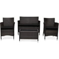 thumbnail image 1 of Patiojoy 4PCS Patio Rattan Wicker Furniture Set Sofa Chair Table Set W/ Black Cushions, 1 of 9