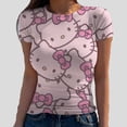 thumbnail image 5 of Hello Kitty T-Shirt Décontracté Quotidien à Impression 3D pour Femmes, Manches Courtes, Extensible, Col Rond, Passe-Partout, Nouvelle Arrivée pour l'Été, Ajusté, 2024, Haut, 5 of 5