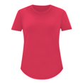 thumbnail image 4 of YFELWZ T-Shirt à Manches Courtes à Col Rond Uni pour Femme Grande Taille Rouge Melon D\'eau TTTG, 4 of 4