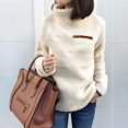 thumbnail image 4 of XZNGL Hauts pour Femmes Manches 3/4 Femmes Couleur Unie Fermetures Éclair Col Roulé Chandail Molletonné Chandail Hauts Blouse Chaude Hauts d'Hiver pour Femmes Manches 3/4 Hauts d'Hiver pour Femmes, 4 of 6