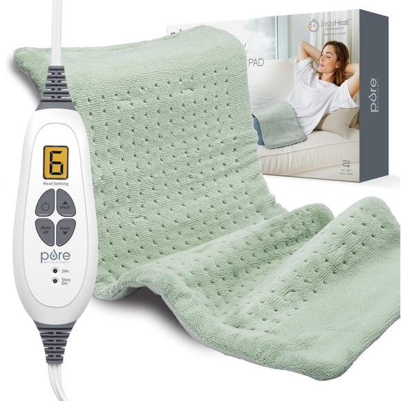 Pure Enrichment PureRelief XL Heating Pad - 12" x 24" Electric Heating Pad for Back Pain & Cramps, 6 Heat Settings, FSA/HSA Eligible, Soft Machine Wash Fabric, Auto-Off