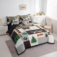 thumbnail image 2 of Ensemble de Literie 7 Pcs Moose Lodge Simple, Aventure Rustique de Ferme Bateau Achigan Poisson Sac de Lit pour Enfants, Ensemble de Couette Patchwork Rétro Carreaux Rayures Brun Gris Noir avec Draps, Housses d'Oreiller, 2 of 5