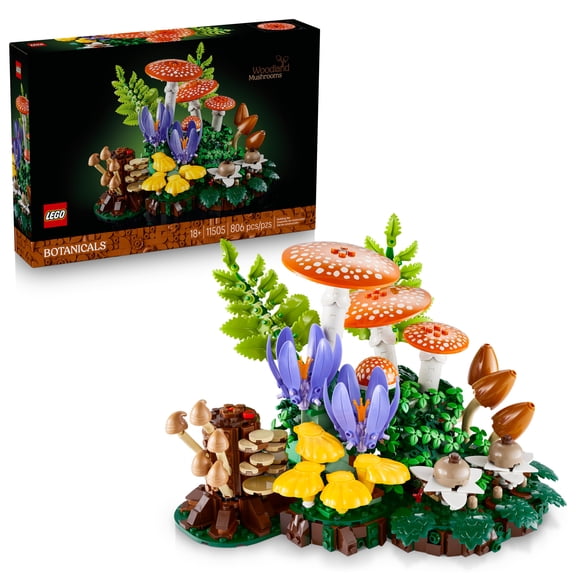 LEGO Botanicals Woodland Mushrooms - Building Set for Adults, Ages 18+ - Mushroom Decor for Home Office or Desk - Gifts for Women & Men - Craft Activity - 11505