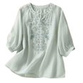 thumbnail image 1 of Birdeem Chemise Ample à Col en V Imprimée pour Femmes avec Manches Trois Quarts, 1 of 12