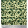 thumbnail image 1 of Soimoi Beige Voile de Coton Monstera Feuilles Tissu Imprimé 1 Yard 56 Inch Wide, 1 of 3