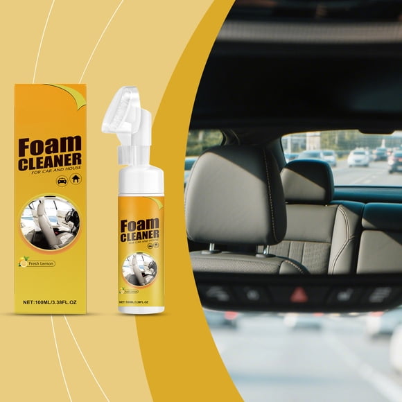 Tyidzon 100ml Car Interior Foam Cleaner With Built-In Brush Head Daily Upholstery And Seat Stain Remover + Renews-Bright Finish
