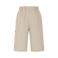 thumbnail image 4 of BLVB Linen Shorts for Women High Waisted Lightweight Bermuda Shorts Side Button Short Beach Vacation Outfits Pockets, 4 of 7