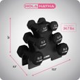 thumbnail image 3 of HolaHatha 3, 5 & 8 Pound Hex Dumbbell Hand Weight Set w/Storage Rack, Black, 3 of 9
