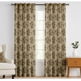 thumbnail image 1 of Vargottam Cotton Rod Pocket/Back Tab Curtains - 96" Floor-Length Drapes for Long Doors or Large Windows - Light Filtering, 3-in-1 Header - Set of 2, 52"x96" - Block Floral Design (Brown), 1 of 8