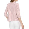 thumbnail image 3 of Unique Bargains Blazer Ouvert à Rayures pour Femme à Manches 3/4, 3 of 6