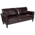 thumbnail image 1 of Bari Upholstered Sofa in Brown Leather, 1 of 5