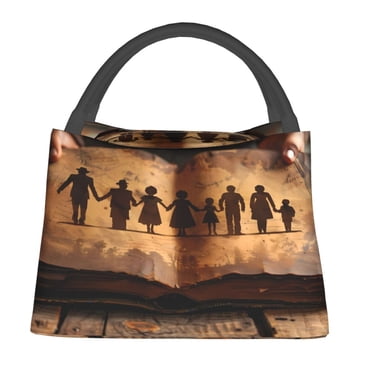 Vsdgher Vintage Family History Book Print Insulated Bags, Insulated Cooler Bag Totes for Hot or Cold Food Bring or Delivery
