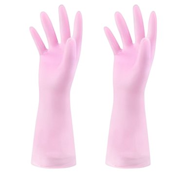 fastboy 2pcs Gloves Waterproof Cleaning Non-skid Universal Mittens Outdoor Accessory Men Women Household Lightweight Kitchen Pink 1Set