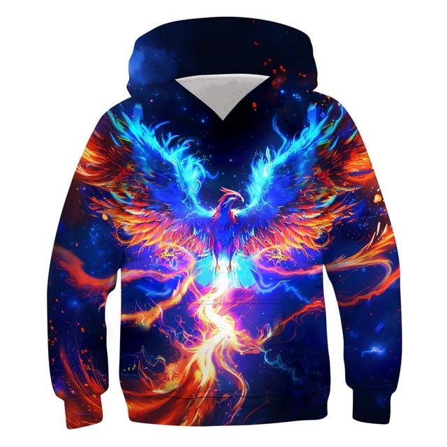 Zwiiyzr 2025 4-14 Ans Garçons Sweat à Capuche Oversize Motif Manches Longues T-Shirt Imprimé Col Rond Sweat à Capuche Violet