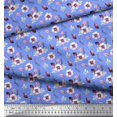 thumbnail image 3 of Soimoi Blue Cotton Poplin Fabric Feathers & Anemone Floral Decor Fabric Printed 1 Yard 42 Inch Wide, 3 of 3