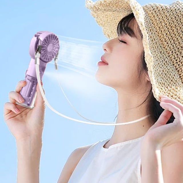 Portable Misting Fan,Handheld Misting Fans For Outside,Portable Misting Fan USB Rechargeable Refrigeration Conditioner 4-speed Airflow Neck Hanging Suitable For Travel Home Office And Bedroom
