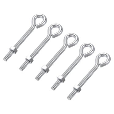 Unique Bargains M6x60mm Eye Hook Screw Kit Carbon Steel White Zinc Plating 5 Pack