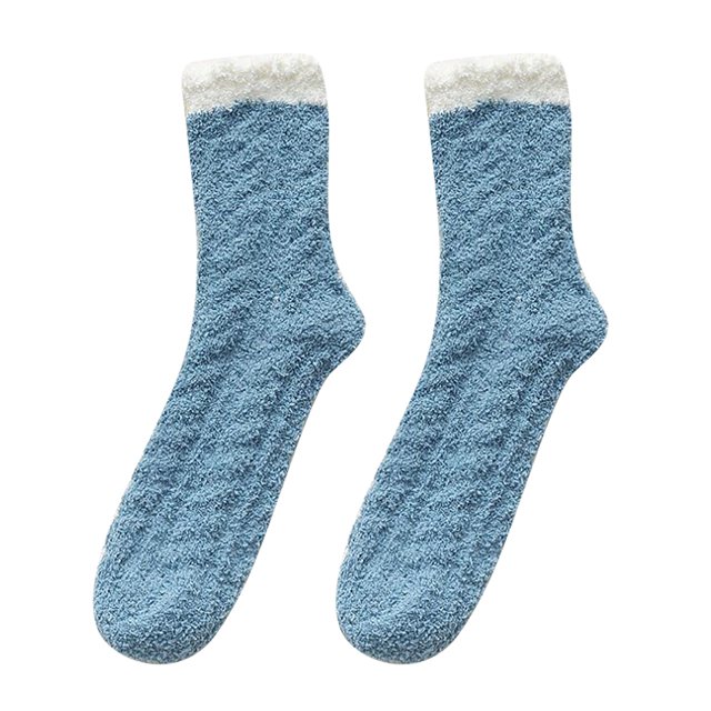XIAQUJ Mode Garder au Chaud Femmes Mode Patchwork Dames Patchwork Chaussettes Épaisses Chaussettes Bleu Foncé Taille Unique