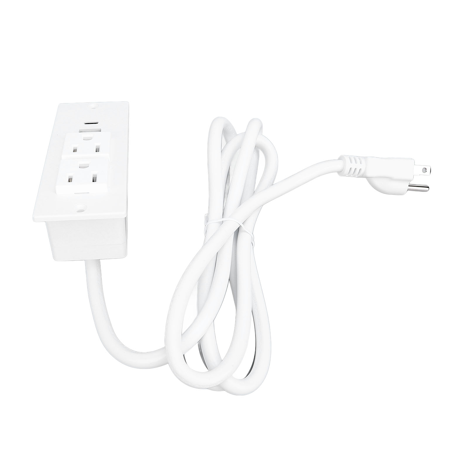 Recessed Power Strip with PD20W 125V 2 USB Ports, Flush Mount Desk Outlet Flat Plug - 1.5m Cord, Surface Mount Outlet Box Hidden Outlet, Space Saver
