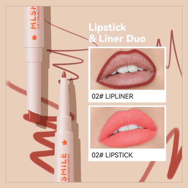 Dvkptbk Rouge à Lèvres Stylo Maquillage Double Tête Stylo Rouge à Lèvres Imperméable Contour de Maquillage Deux en Couleur Rouge Ligne de Lèvres Stylo