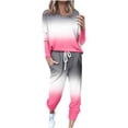 thumbnail image 3 of UPPADA Ensemble Deux Pièces Y2k, Survêtement pour Femmes 2 Pcs Tenues Chandails à Col Rond Chandails Molletonnés Hauts Pantalons Jogger Tenue de Détente Ensembles avec Poches Rose Vif, m, 3 of 6