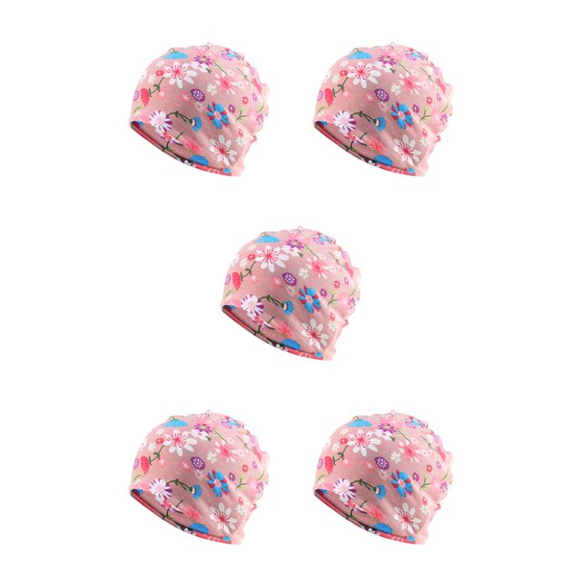 kurtrusly Tuque Bonnet Hijab Pré-Noué Foulard Turban Coloré Bandeau Réglable Protection des Oreilles Bandeau Accessoires Bonnet Fleur Rose 5Ensemble