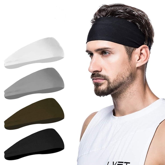 Athletic Mens Headband (4 Pack) - Lightweight Headbands for Men, Sweat Band, Moisture Wicking Head Band Sweatband for Helmet, Gym Accessories for Training Boxing Tennis Unisex Hairband
