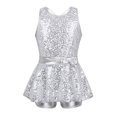 thumbnail image 1 of Hansber Robe de Danse Jazz Latine pour Filles Sequins Dos Ouvert Justaucorps de Ballet Performance de Scène Blanc 6, 1 of 6