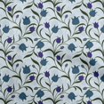 thumbnail image 1 of oneOone Rayonne Bleu Sarcelle Tissu Floral Rétro Matériel de Couture Tissu Imprimé au Mètre 56 Pouces de Large, 1 of 5