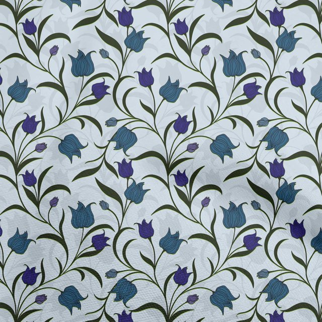 oneOone Rayonne Bleu Sarcelle Tissu Floral Rétro Matériel de Couture Tissu Imprimé au Mètre 56 Pouces de Large