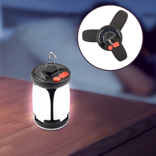 RXIRUCGD LED Solar Light Camping Lantern USB Rechargeable, Portable Outdoor Waterproof Hanging Tent Lamp Emergency Light