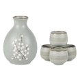 thumbnail image 2 of Blue Plum Japanese Sakura Cherry Blossoms Porcelain Sake Flask With Cups Set, 2 of 9